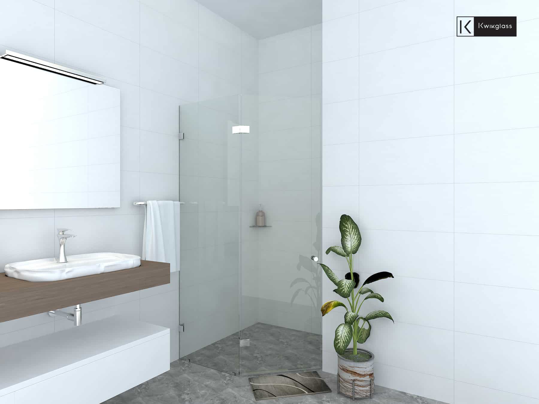 Two-Panel-Splay-Left-Hinge-Door-Frameless-Shower-Screen